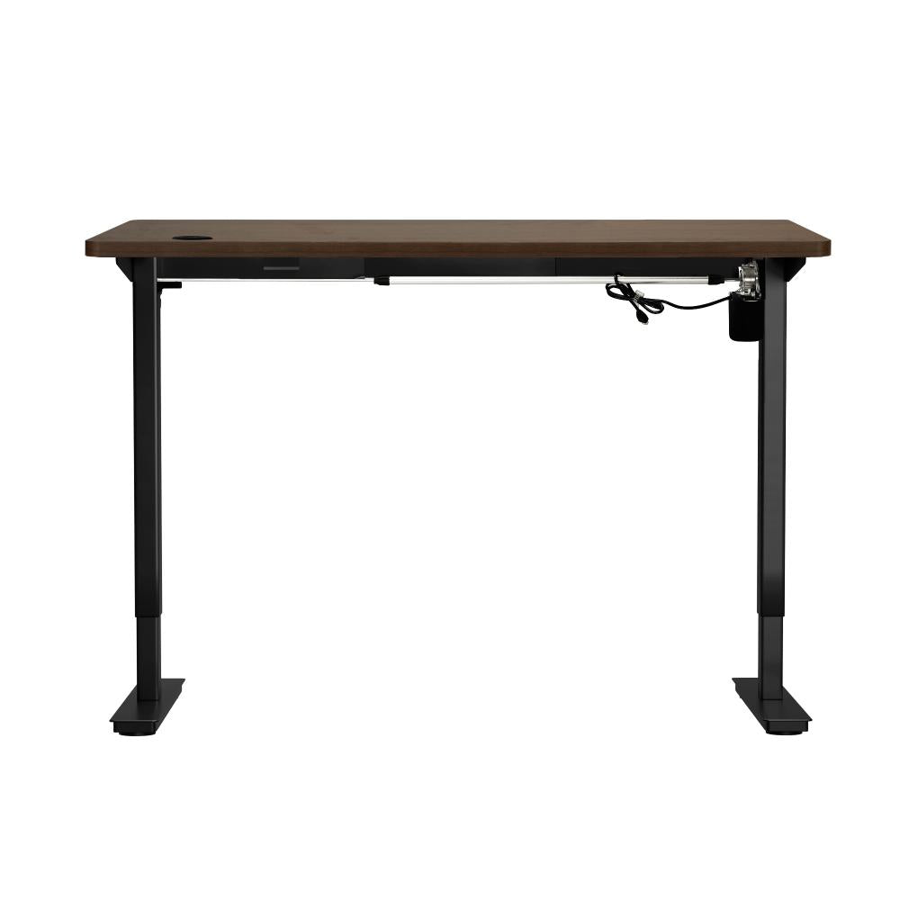 Oikiture Electric Standing Desk Single Motor Height Adjustable Sit Stand Table - Black/Walnut - 1400mm x 700mm-Standing Desks-PEROZ Accessories