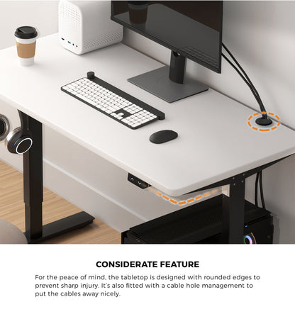 Oikiture Electric Standing Desk Single Motor Black&amp;White 150cm-Standing Desks-PEROZ Accessories