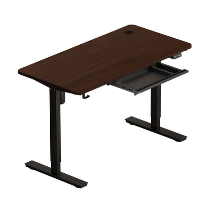 Oikiture 150cm Electric Standing Desk with Drawer Adjustable Black &amp; Walnut-Standing Desk-PEROZ Accessories