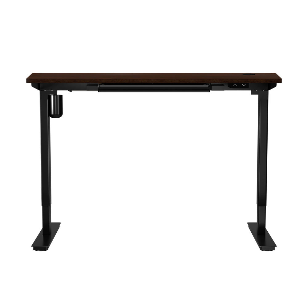 Oikiture 150cm Electric Standing Desk with Drawer Adjustable Black &amp; Walnut-Standing Desk-PEROZ Accessories