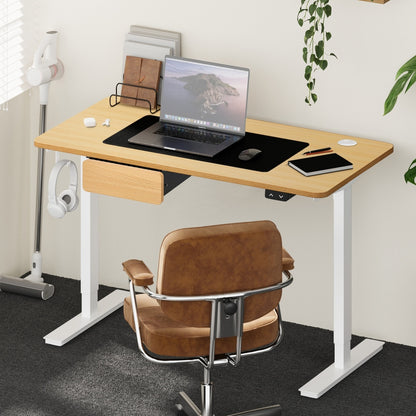 Oikiture 150cm Electric Standing Desk w/ Drawer Adjustable White Oak-Standing Desk-PEROZ Accessories