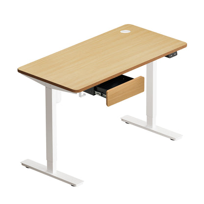 Oikiture 150cm Electric Standing Desk w/ Drawer Adjustable White Oak-Standing Desk-PEROZ Accessories