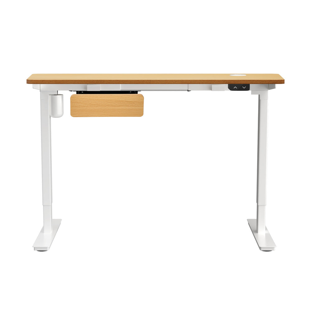Oikiture 150cm Electric Standing Desk w/ Drawer Adjustable White Oak-Standing Desk-PEROZ Accessories