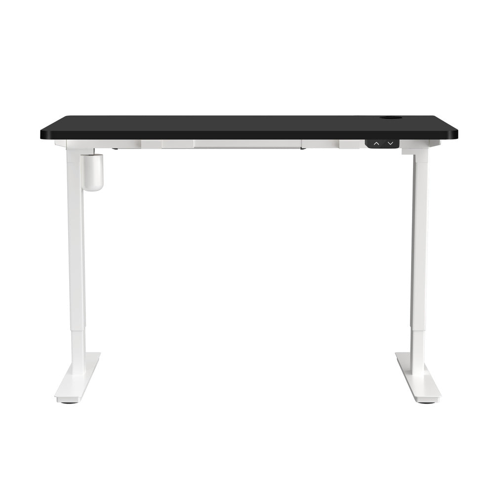 Oikiture Electric Standing Desk Single Motor Height Adjustable Sit Stand Table - White/Black - 1200mm x 600mm-Office Desks-PEROZ Accessories