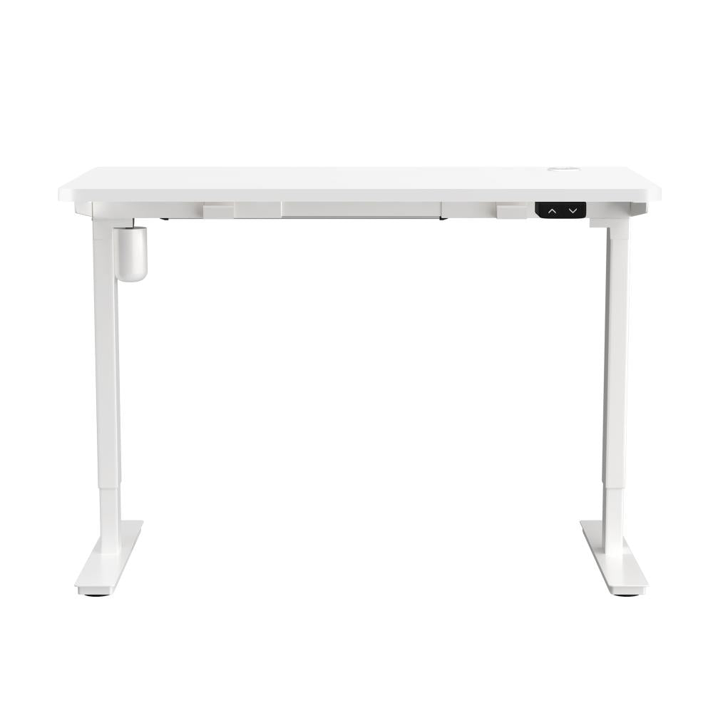 Oikiture Electric Standing Desk Single Motor Height Adjustable Sit Stand Table - White/White - 1200mm x 600mm-Standing Desks-PEROZ Accessories
