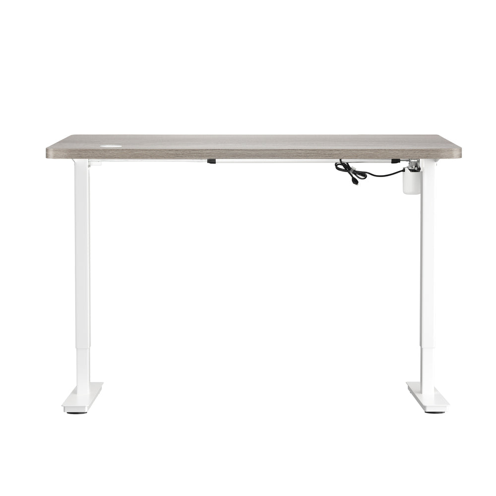 Oikiture 140CM Electric Standing Desk Adjustable White &amp; Grey-Oak