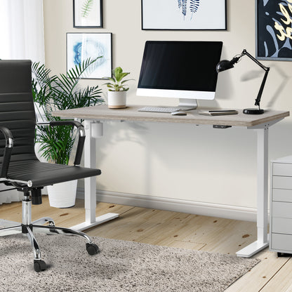 Oikiture 140CM Electric Standing Desk Adjustable White &amp; Grey-Oak-Standing Desk-PEROZ Accessories