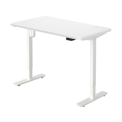 Oikiture Electric Standing Desk Single Motor Height Adjustable Sit Stand Table - White/White - 1400mm x 700mm-Office Desks-PEROZ Accessories