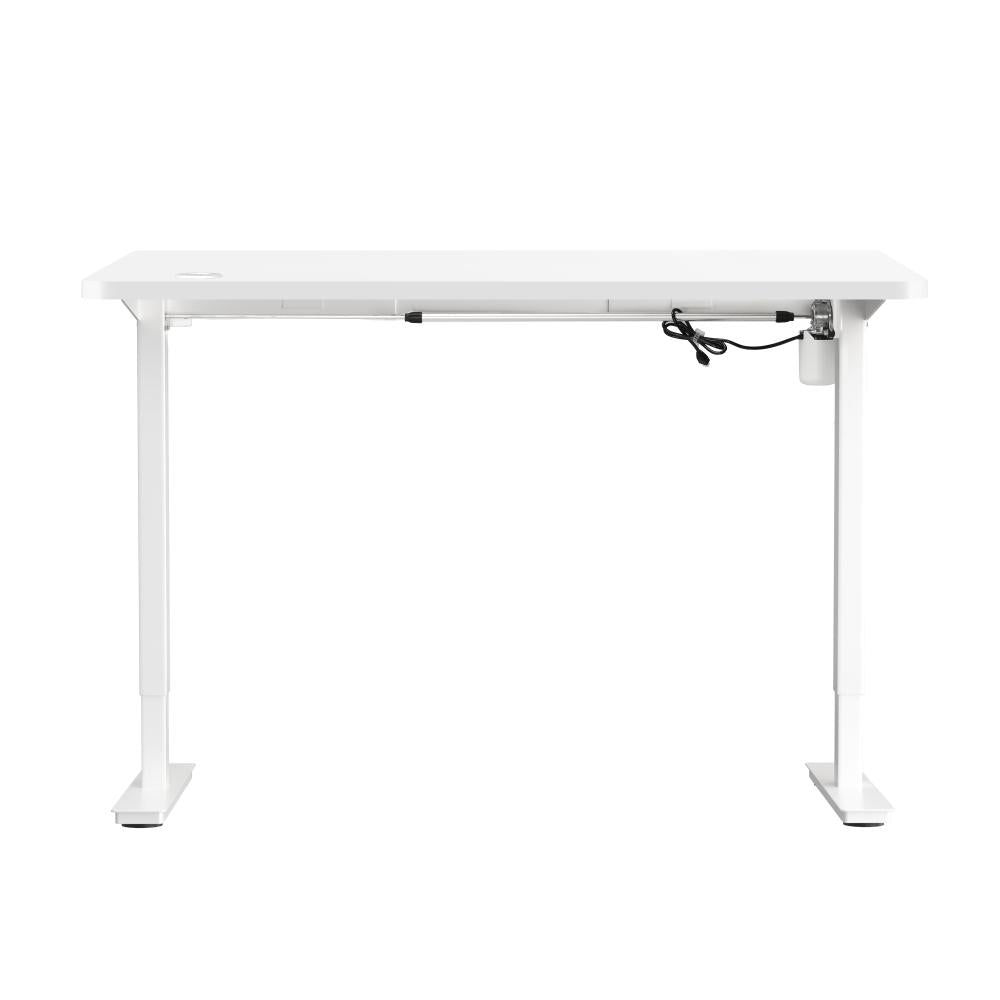 Oikiture Electric Standing Desk Single Motor Height Adjustable Sit Stand Table - White/White - 1400mm x 700mm-Standing Desks-PEROZ Accessories