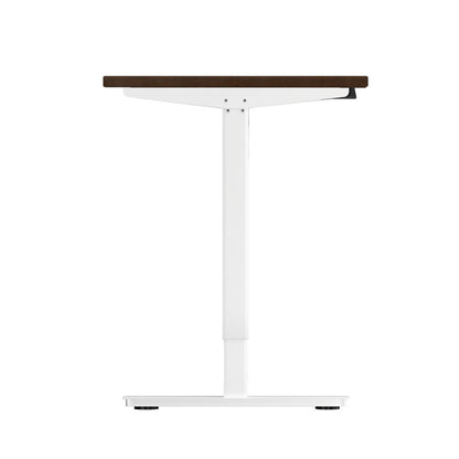 Oikiture Electric Standing Desk Single Motor Height Adjustable Sit Stand Table - White/Walnut - 1400mm x 700mm-Standing Desks-PEROZ Accessories