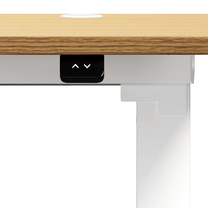 Oikiture 150cm Electric Standing Desk with Drawer Adjustable White &amp; Oak-Standing Desk-PEROZ Accessories