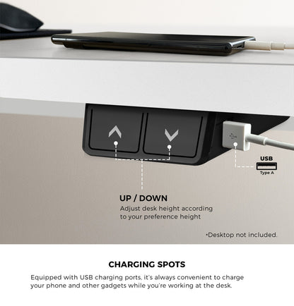 Oikiture Electric Standing Desk Single Motor White 150cm-Standing Desks-PEROZ Accessories