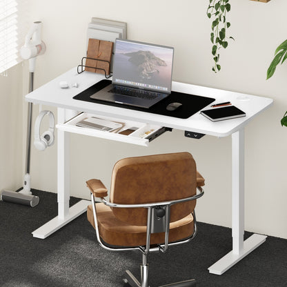 Oikiture 150cm Electric Standing Desk with Drawer Adjustable White-Standing Desk-PEROZ Accessories