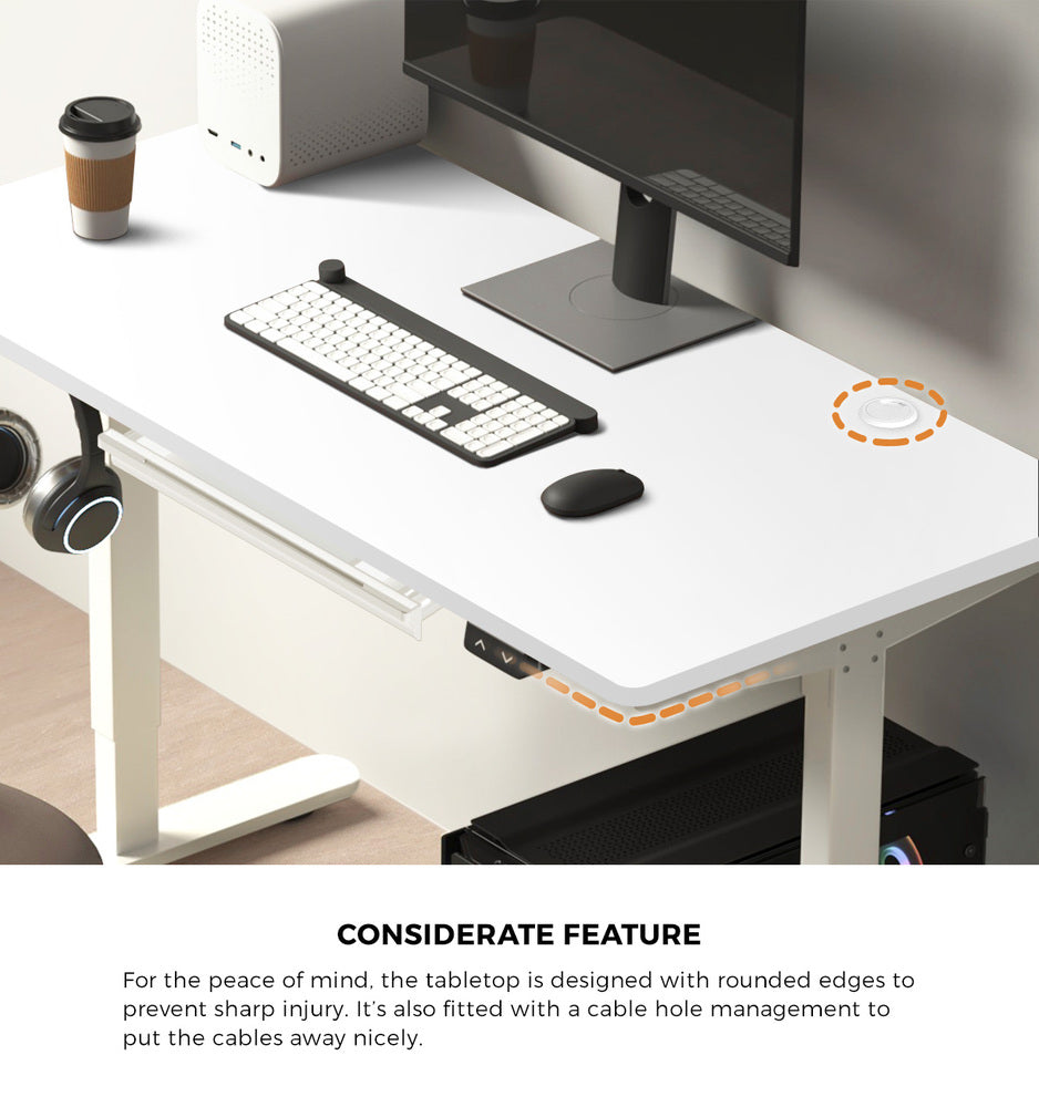 Oikiture 150cm Electric Standing Desk with Drawer Adjustable White-Standing Desk-PEROZ Accessories