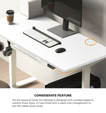 Oikiture 150cm Electric Standing Desk with Drawer Adjustable White-Standing Desk-PEROZ Accessories