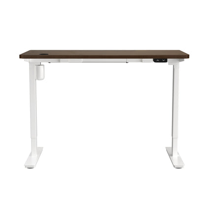 Oikiture Electric Standing Desk Single Motor Height Adjustable Sit Stand Table - White/Walnut - 1700mm x 750mm-Office Desks-PEROZ Accessories
