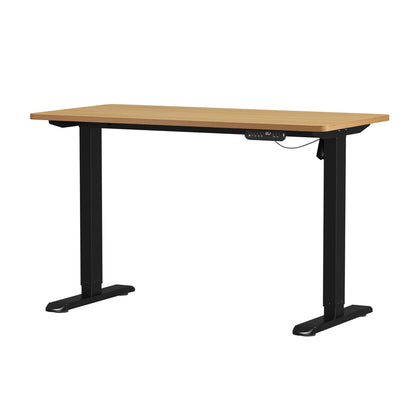 Oikiture Office Desk and Chair Set Mesh Ergonomic Chair Sit-stand Desk Black &amp; Oak-Office Set-PEROZ Accessories