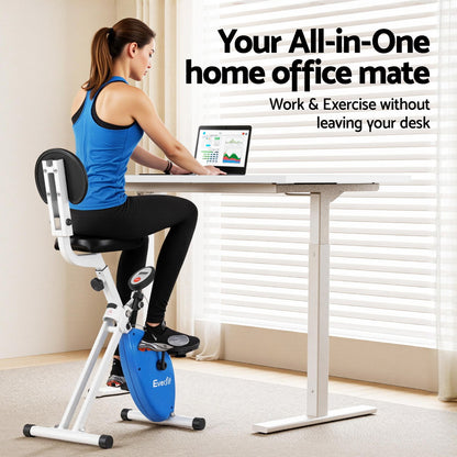 Artiss Under Desk Folding X-Bike with 120cm Automatic Standing Desk Magnetic Resistance White-Furniture &gt; Office &gt; Desks-PEROZ Accessories