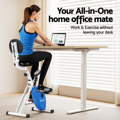Artiss Under Desk Folding X-Bike with 120cm Automatic Standing Desk Magnetic Resistance Oak-Furniture &gt; Office &gt; Desks-PEROZ Accessories