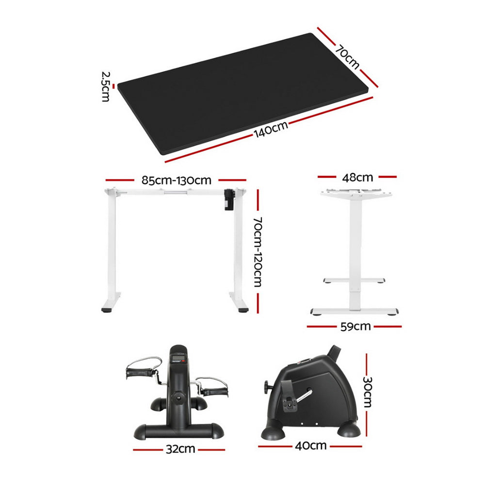 140cm Artiss Electric Standing Desk with Mini Pedal Exercise Bike Home Office-Furniture &gt; Office &gt; Office &amp; Desk Chairs-PEROZ Accessories