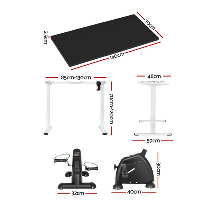 140cm Artiss Electric Standing Desk with Mini Pedal Exercise Bike Home Office-Furniture &gt; Office &gt; Office &amp; Desk Chairs-PEROZ Accessories