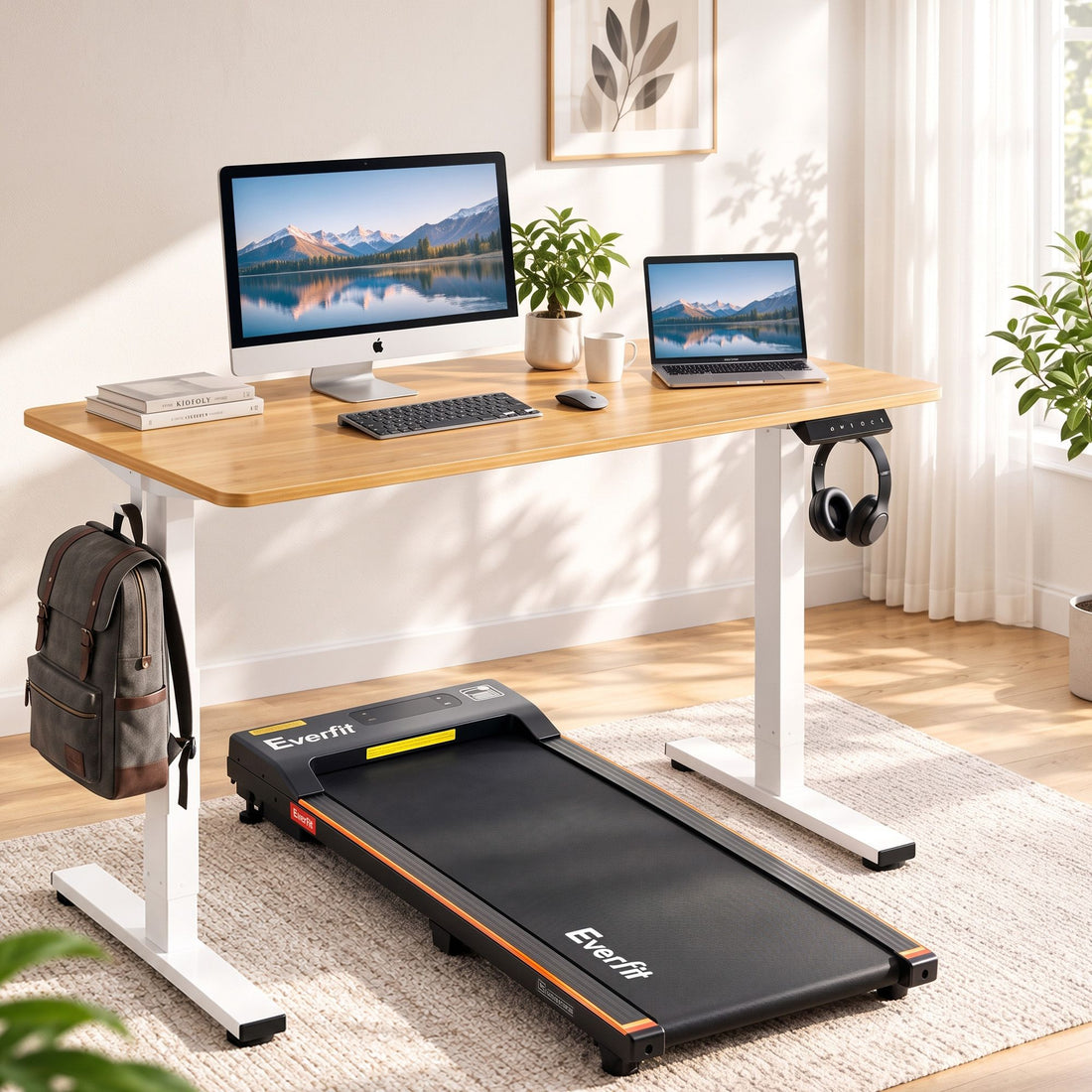 Artiss 100cm Standing Desk Treadmill Motorised Natural Wood-Furniture > Office > Desks-PEROZ Accessories