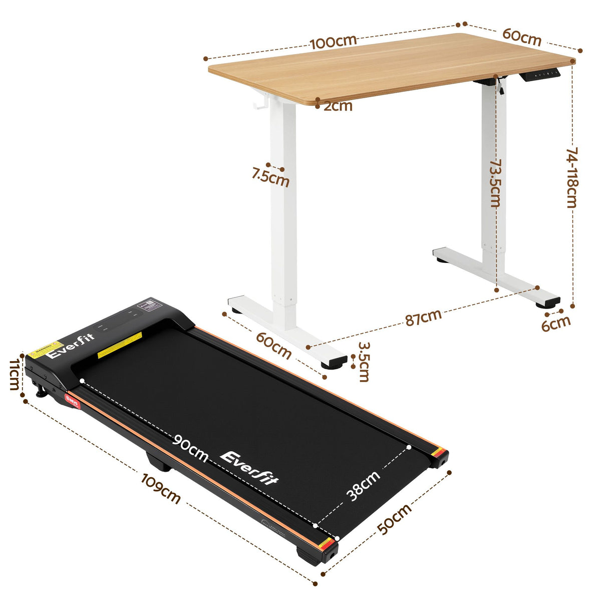 Artiss 100cm Standing Desk Treadmill Motorised Natural Wood-Furniture > Office > Desks-PEROZ Accessories