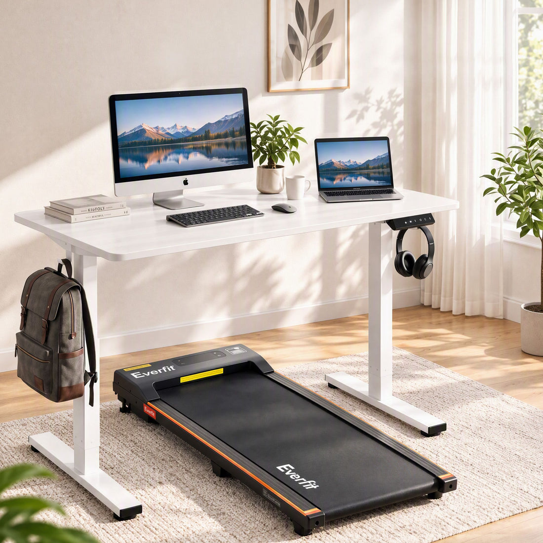 Artiss 100cm Standing Desk Treadmill Motorised Home Office White-Furniture > Office > Desks-PEROZ Accessories