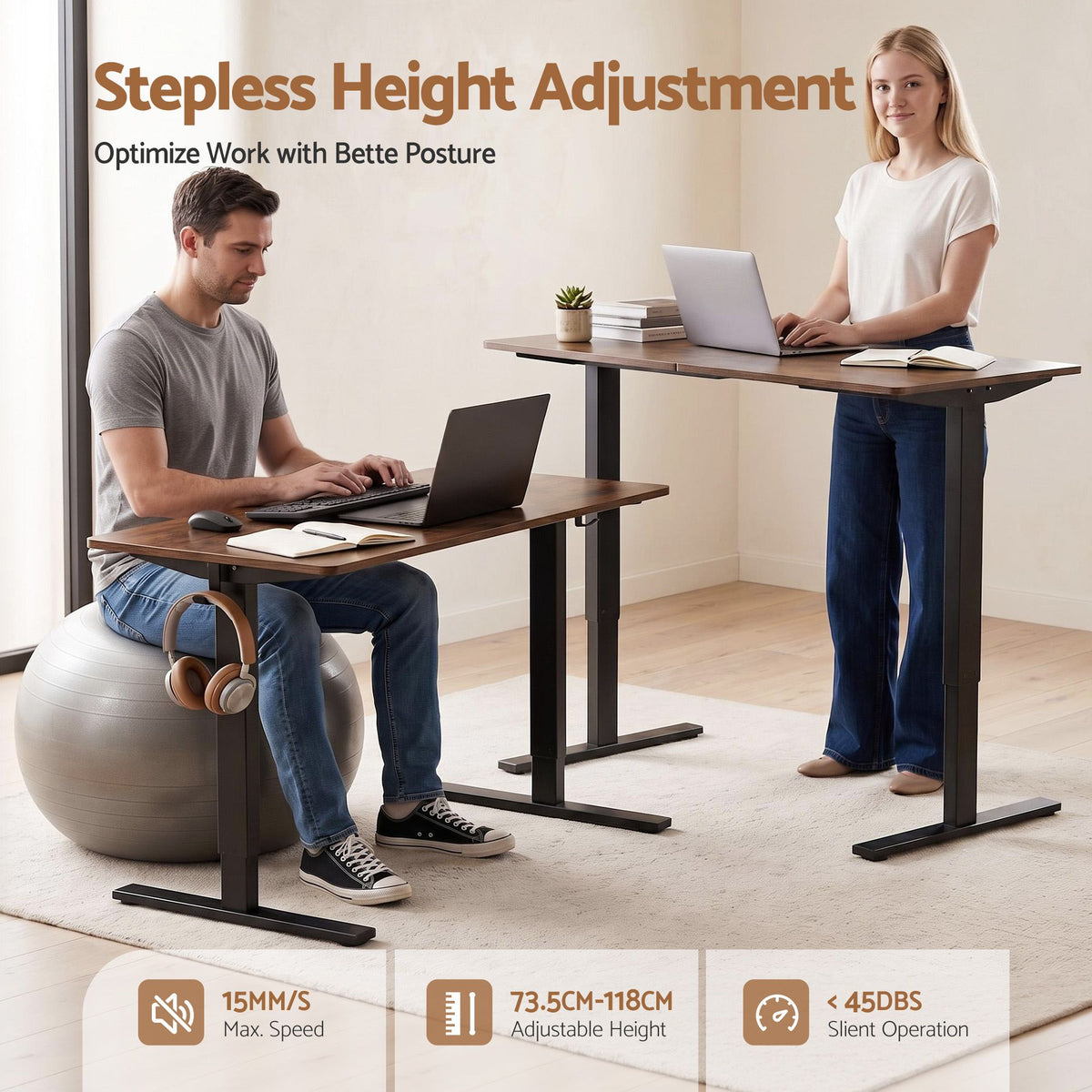 Artiss 140cm Standing Desk Treadmill Motorised Rustic Brown-Furniture > Office > Desks-PEROZ Accessories