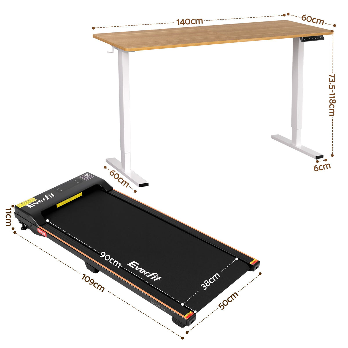 Artiss 140cm Standing Desk Treadmill Motorised Natural Wood-Furniture > Office > Desks-PEROZ Accessories