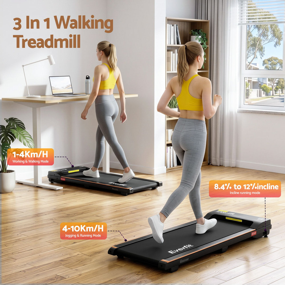 Artiss 140cm Standing Desk Treadmill Motorised Natural Wood-Furniture > Office > Desks-PEROZ Accessories