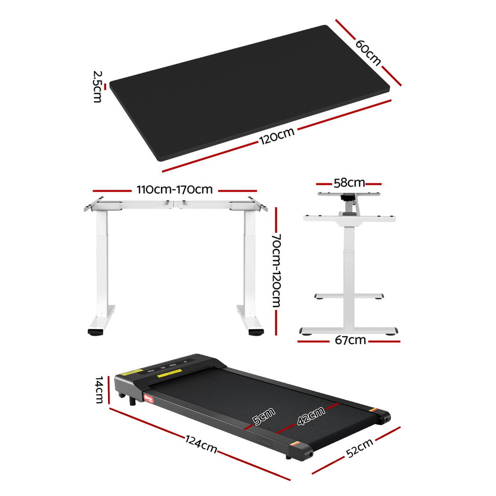 Artiss Treadmill 120cm Automatic Standing Desk with 400mm Electric Walking Pad-Furniture &gt; Office &gt; Desks-PEROZ Accessories