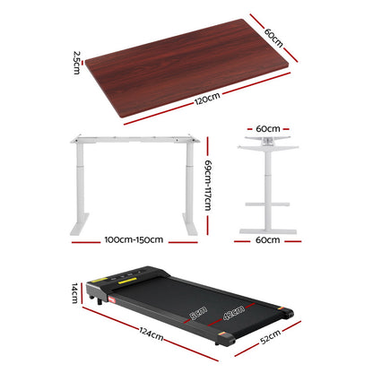 Artiss 400mm Treadmill Electric Walking Pad with 120cm Automatic Standing Desk-Furniture &gt; Office &gt; Desks-PEROZ Accessories