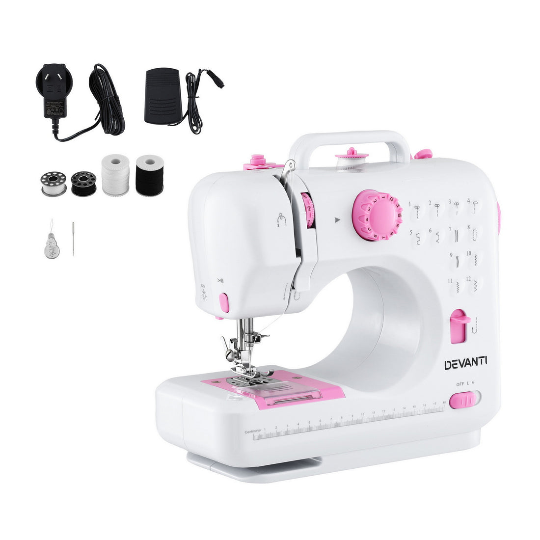 Devanti 12 Stitches Mini Sewing Machine for Beginners Portable Sewing Machine Kit with LED Lights-Home &amp; Garden > Hobbies > Arts &amp; Crafts-PEROZ Accessories