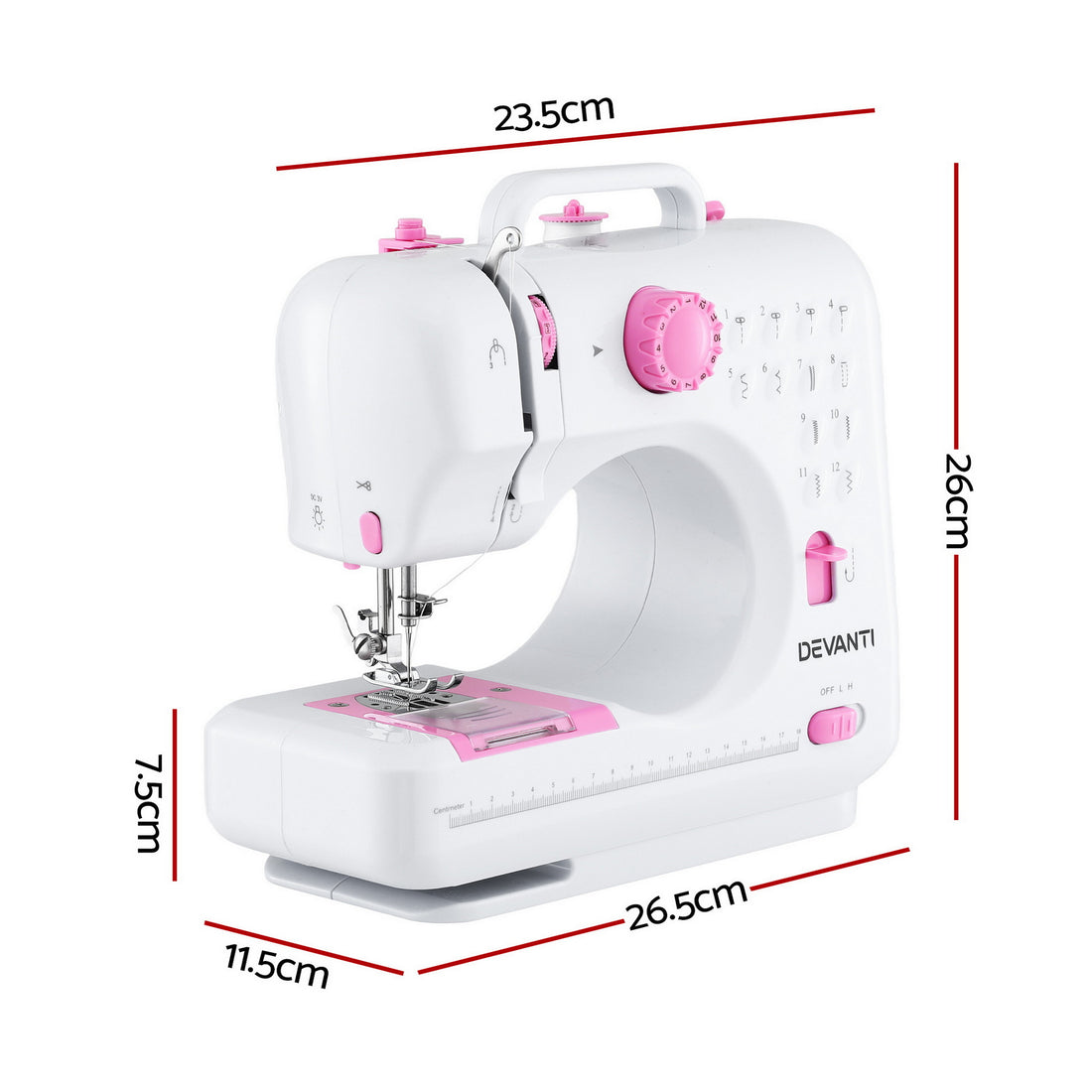 Devanti 12 Stitches Mini Sewing Machine for Beginners Portable Sewing Machine Kit with LED Lights-Home &amp; Garden > Hobbies > Arts &amp; Crafts-PEROZ Accessories