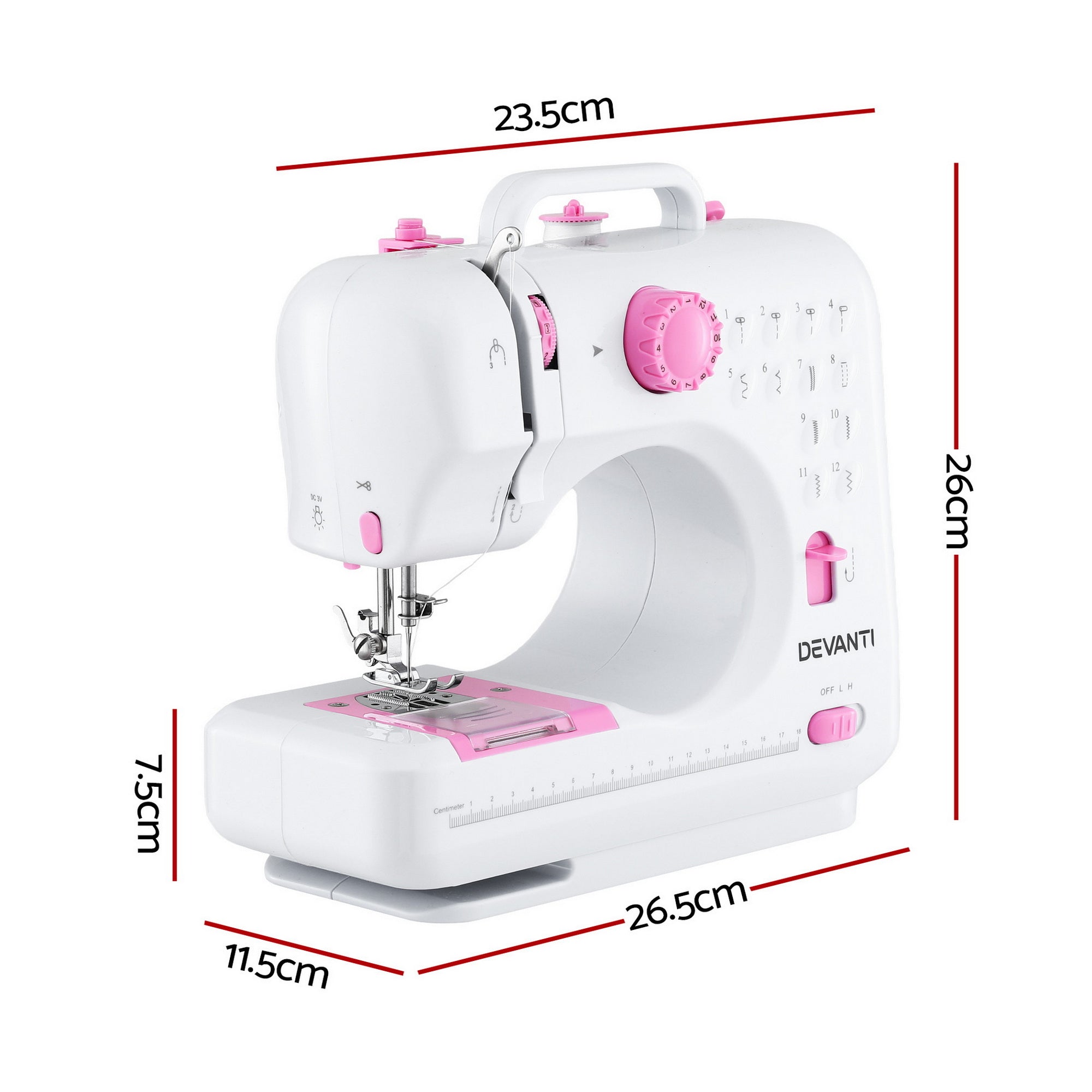Devanti 12 Stitches Mini Sewing Machine for Beginners Portable Sewing Machine Kit with LED Lights-Home &amp; Garden > Hobbies > Arts &amp; Crafts-PEROZ Accessories
