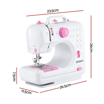Devanti 12 Stitches Mini Sewing Machine for Beginners Portable Sewing Machine Kit with LED Lights-Home &amp; Garden > Hobbies > Arts &amp; Crafts-PEROZ Accessories