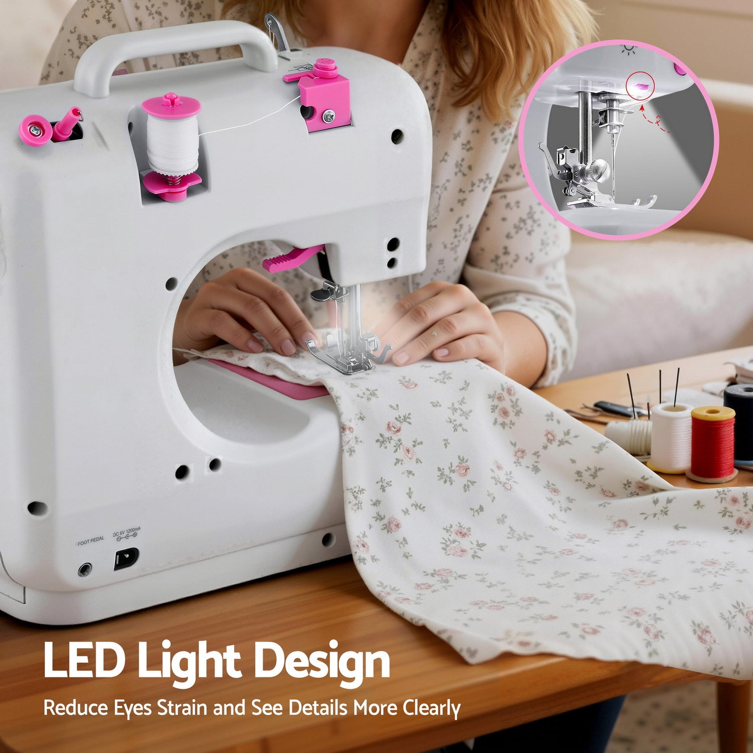 Devanti 12 Stitches Mini Sewing Machine for Beginners Portable Sewing Machine Kit with LED Lights-Home &amp; Garden > Hobbies > Arts &amp; Crafts-PEROZ Accessories