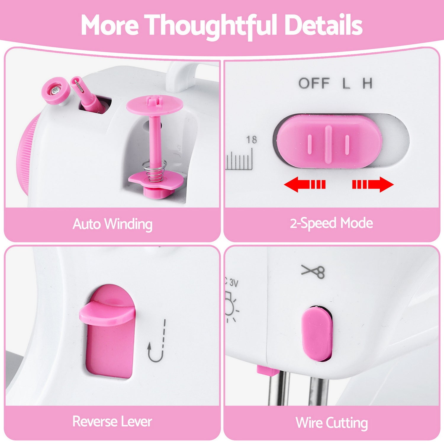Devanti 12 Stitches Mini Sewing Machine for Beginners Portable Sewing Machine Kit with LED Lights-Home &amp; Garden > Hobbies > Arts &amp; Crafts-PEROZ Accessories