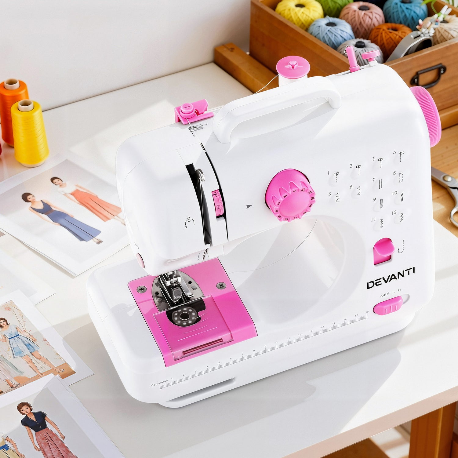 Devanti 12 Stitches Mini Sewing Machine for Beginners Portable Sewing Machine Kit with LED Lights-Home &amp; Garden > Hobbies > Arts &amp; Crafts-PEROZ Accessories