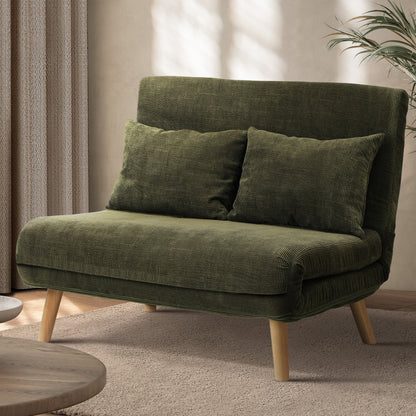 Oikiture Lounge Sofa Bed Polyester Double Seat Green-Folding Sofa Lounge-PEROZ Accessories