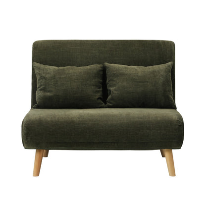Oikiture Lounge Sofa Bed Polyester Double Seat Green-Folding Sofa Lounge-PEROZ Accessories