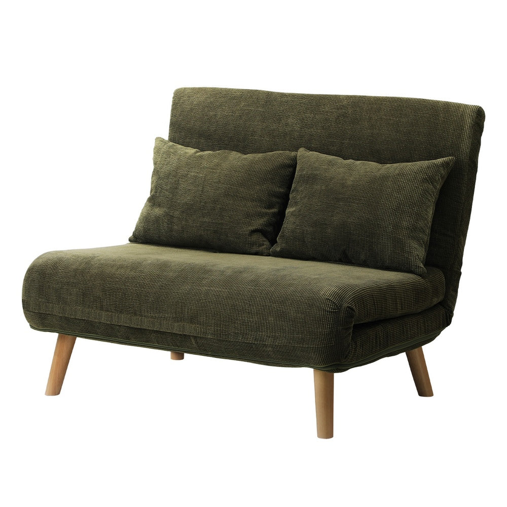 Oikiture Lounge Sofa Bed Polyester Double Seat Green-Folding Sofa Lounge-PEROZ Accessories