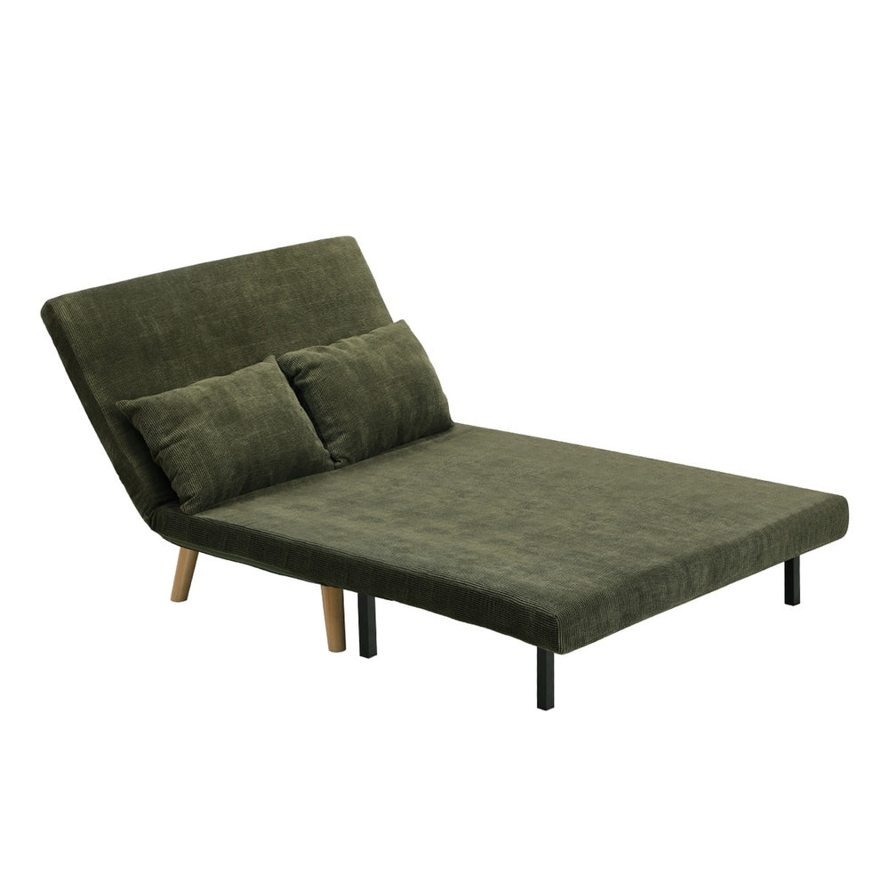 Oikiture Lounge Sofa Bed Polyester Double Seat Green-Folding Sofa Lounge-PEROZ Accessories