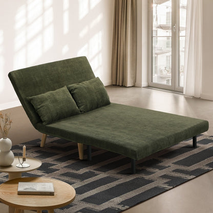 Oikiture Lounge Sofa Bed Polyester Double Seat Green-Folding Sofa Lounge-PEROZ Accessories