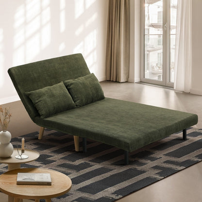Oikiture Lounge Sofa Bed Polyester Double Seat Green-Folding Sofa Lounge-PEROZ Accessories