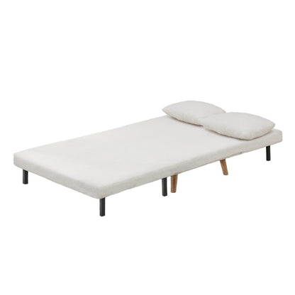 Oikiture Lounge Sofa Bed Sherpa Fabric Double Seat White-Folding Sofa Lounge-PEROZ Accessories