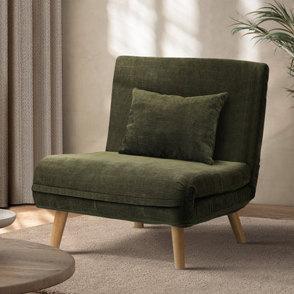 Oikiture Lounge Sofa Bed Polyester Single Seat Green-Folding Sofa Lounge-PEROZ Accessories