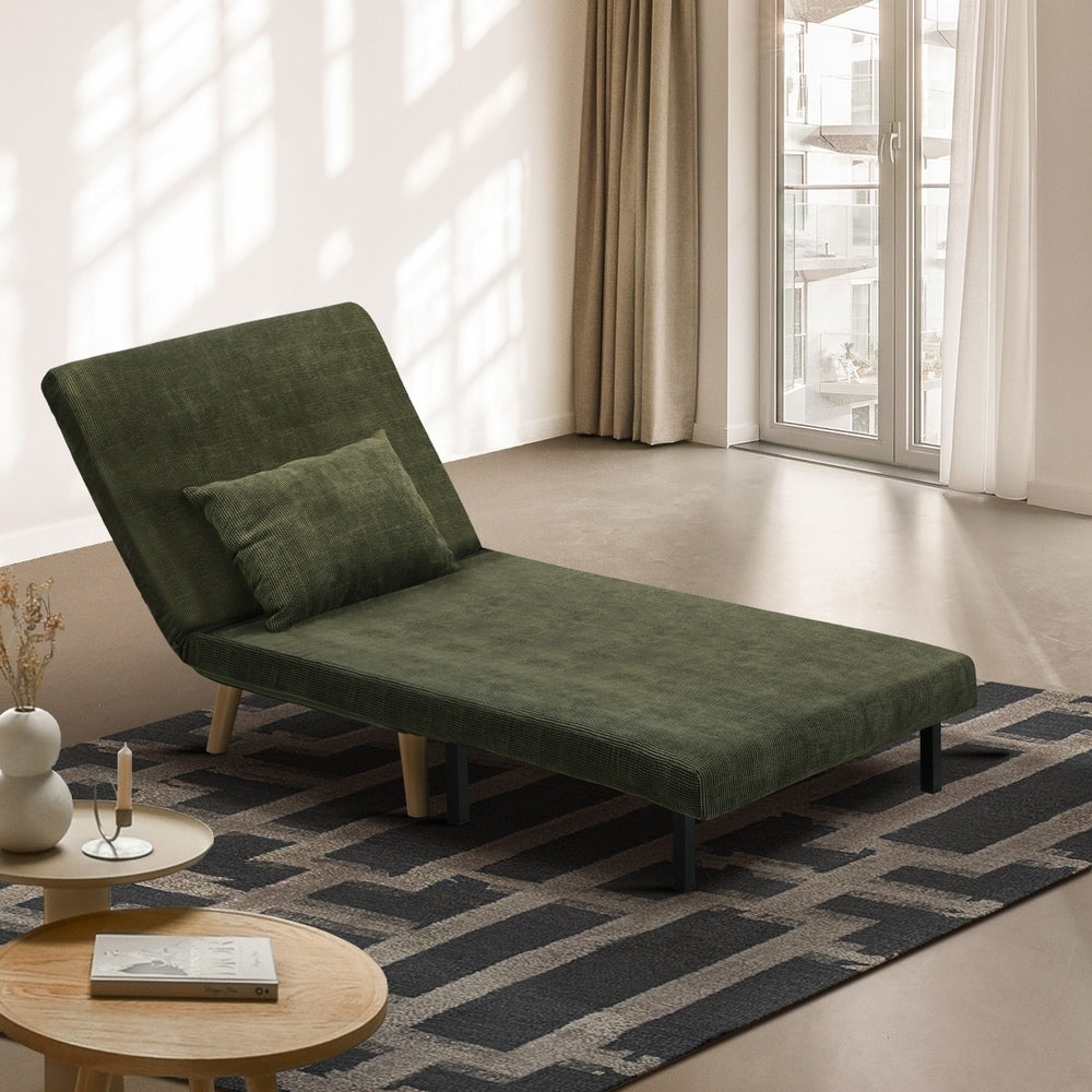 Oikiture Lounge Sofa Bed Polyester Single Seat Green-Folding Sofa Lounge-PEROZ Accessories