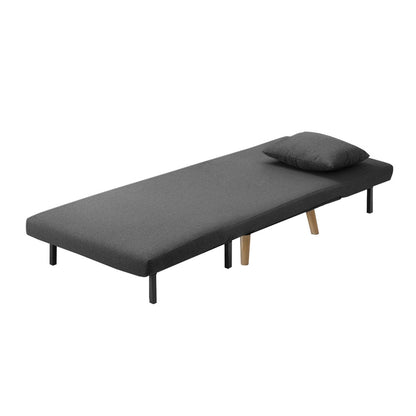 Oikiture Lounge Sofa Bed Linen Fabric Single Seat Grey-Folding Sofa Lounge-PEROZ Accessories